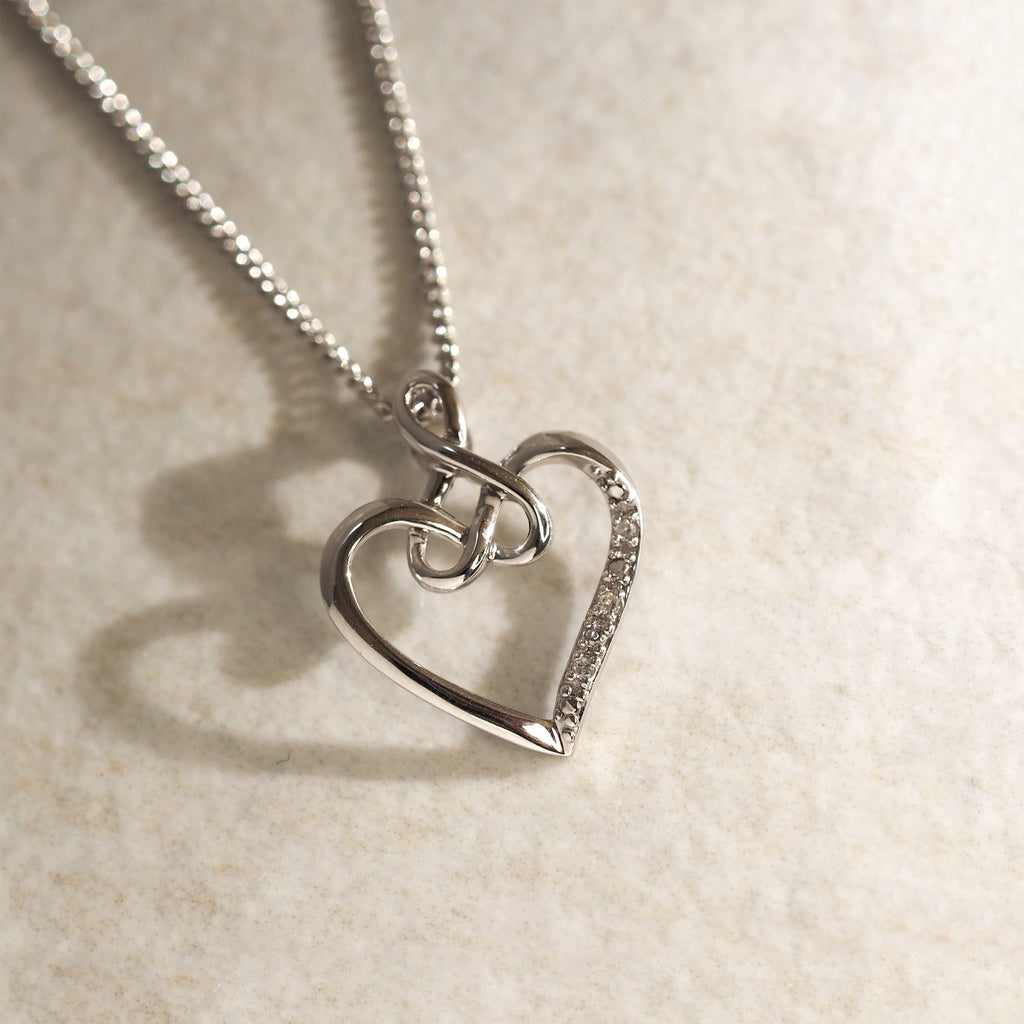 9ct White Gold Diamond Heart Pendant