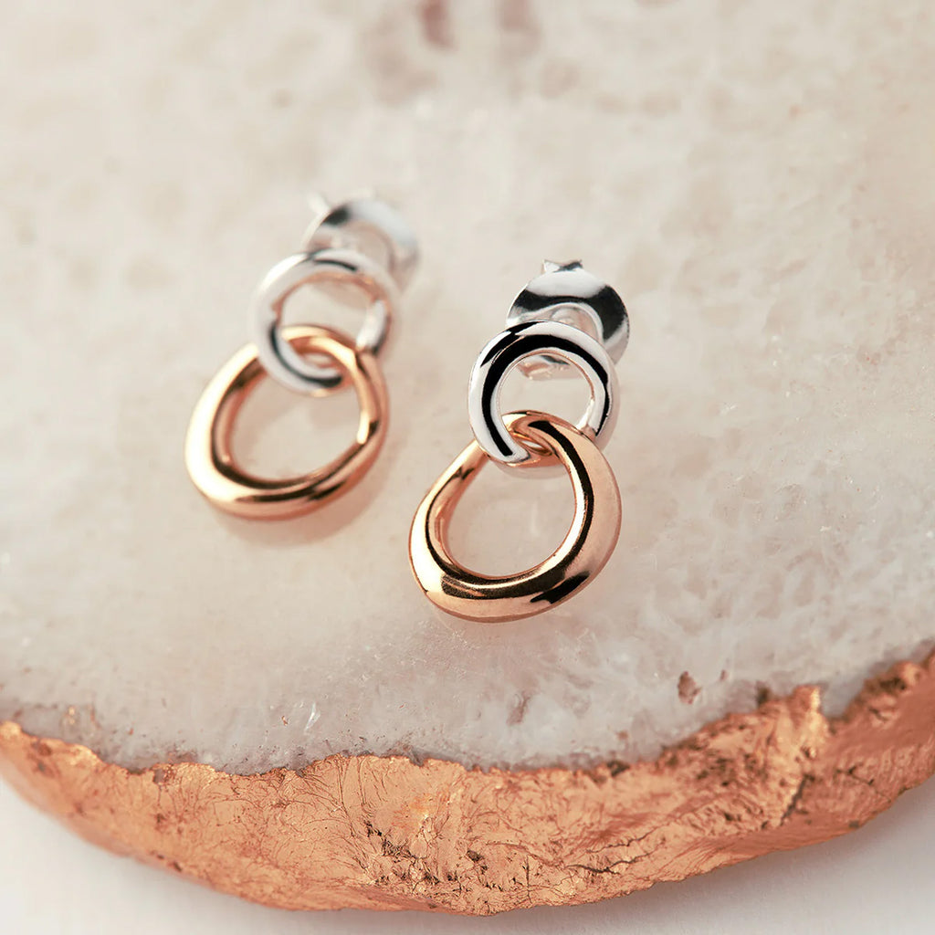 Najo 2-tone Sterling Silver Circle Studs E5169