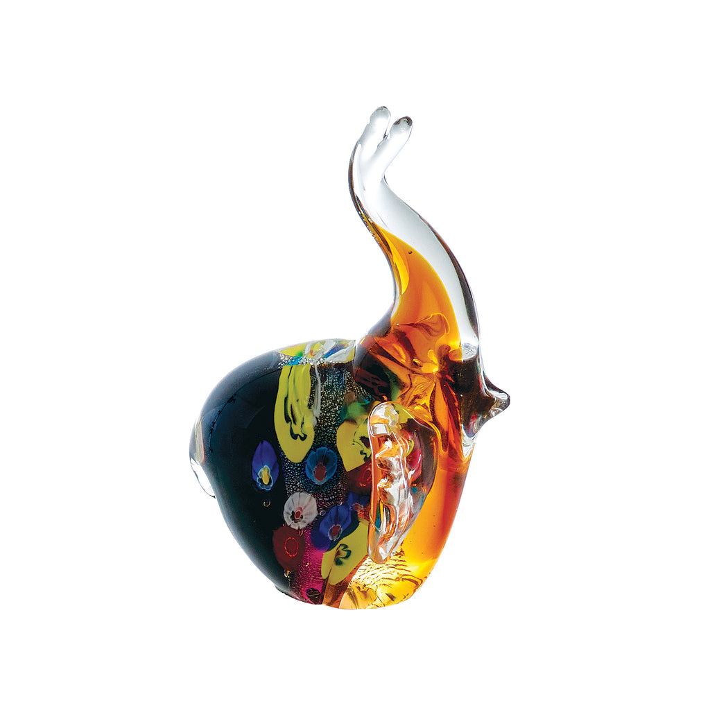 Coloured Glass Gold Multi-Colour Elephant Figurine