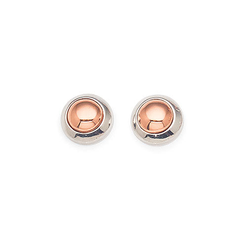 Sterling Silver Rose Tone 6mm Dome Studs