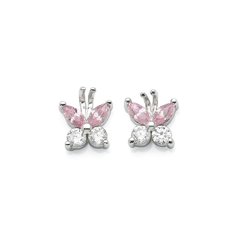 Sterling Silver Cubic Zirconia Butterfly Studs