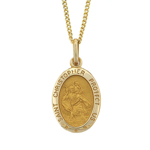 9ct Gold 16mm Oval St Christopher Medal