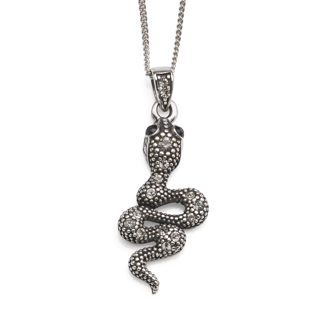 Sterling Silver Crystal Beaded Snake Pendant