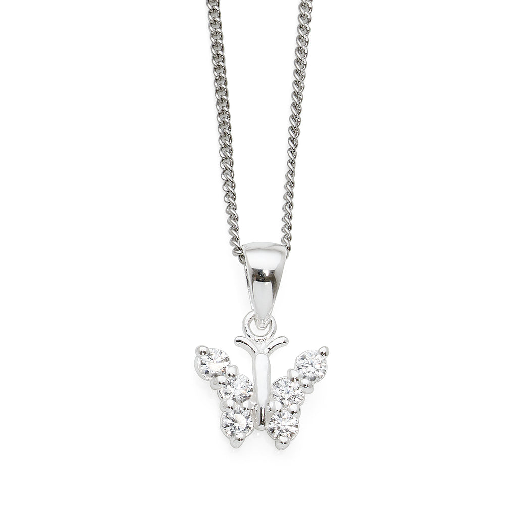 Sterling Silver Cubic Zirconia Butterfly Pendant