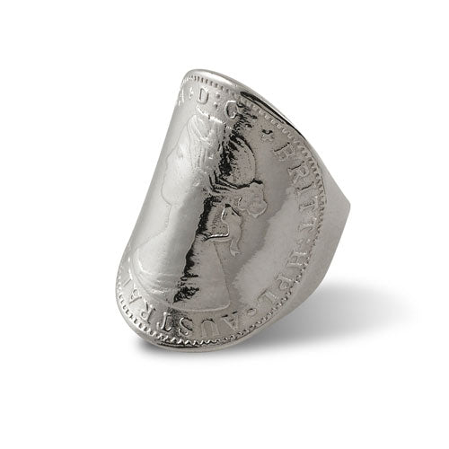 Von Treskow Sterling Silver Curved Coin Ring AA7