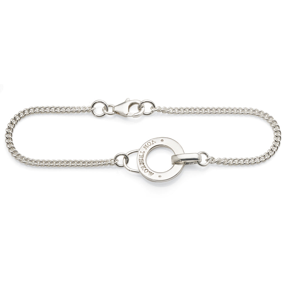 Von Treskow Sterling Silver Open Circle Disc Curb Bracelet P