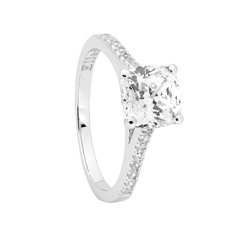 Sterling Silver Cushion Cut Cubic Zirconia Ring R451