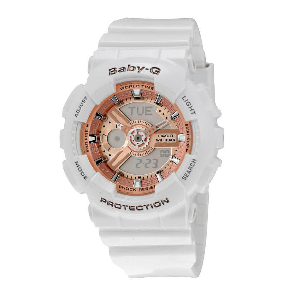 Casio BABY-G White & Pink Analogue-Digital Watch BA110-7A1