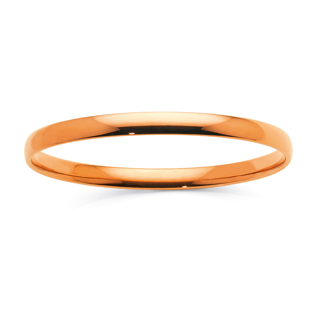 9ct Rose Gold Silver Filled Half Round 65mm Bangle