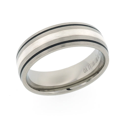 Titanium & Sterling Silver 7mm Wide Band