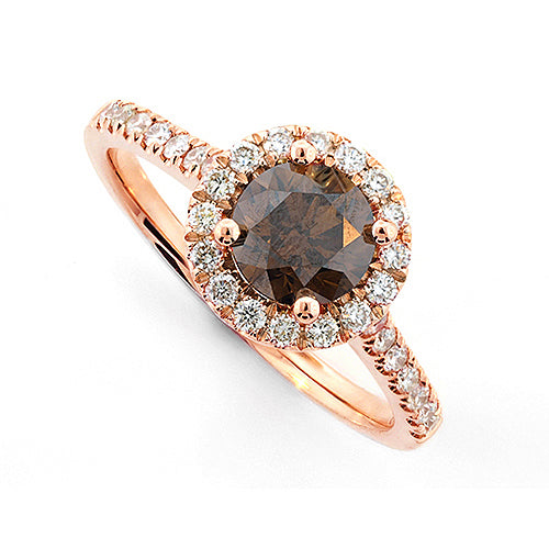 18ct Rose Gold Cognac Coloured Diamond Ring TDW: 1.3CT