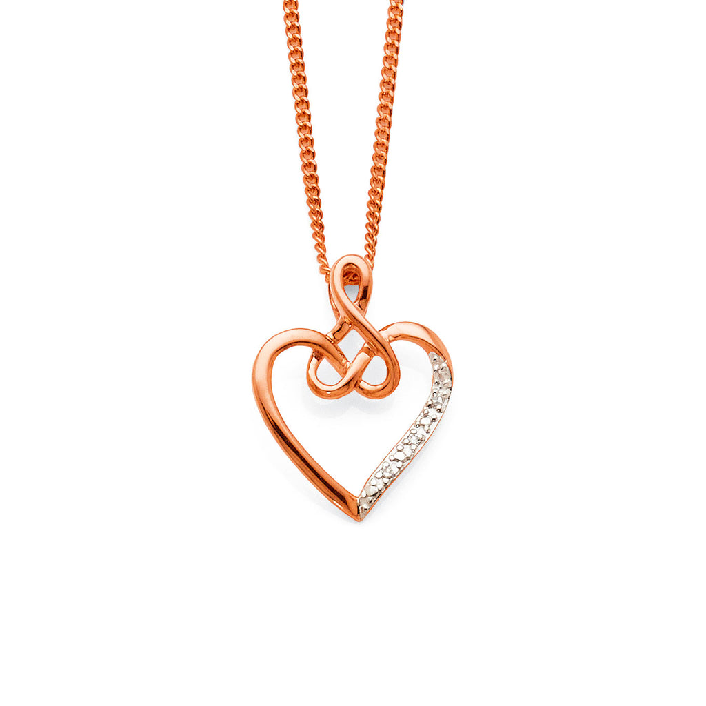 9ct Rose Gold Diamond Set Heart Pendant