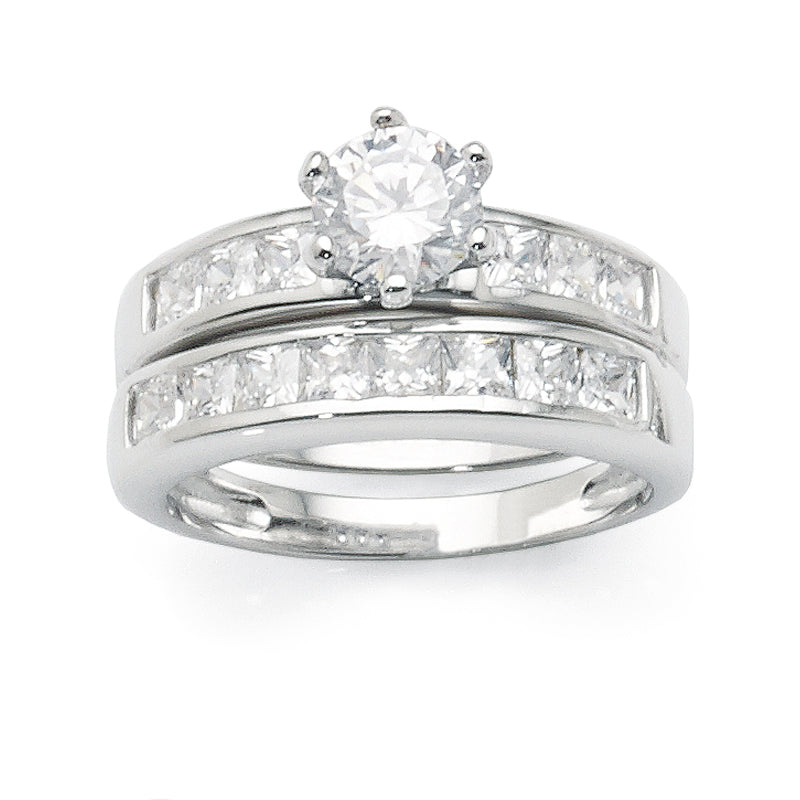 Sterling Silver Cubic Zirconia Ring Set