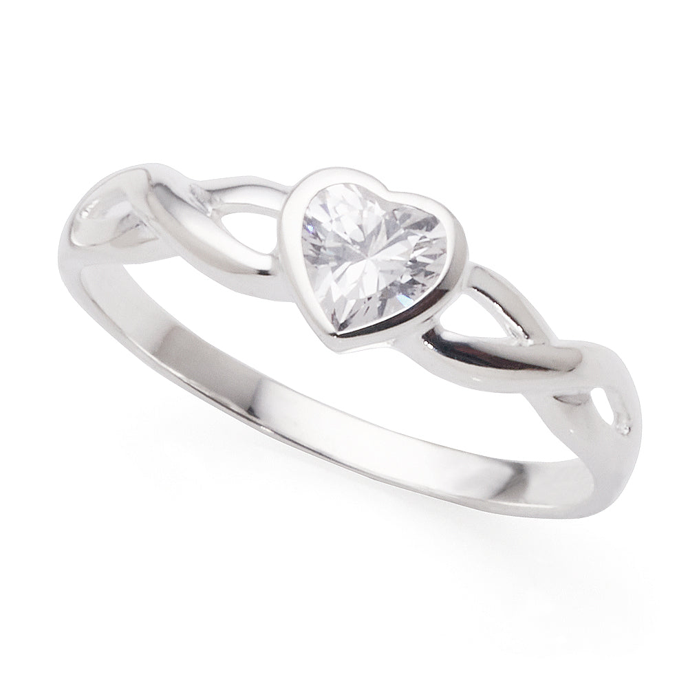 Sterling Silver Cubic Zirconia Heart Ring