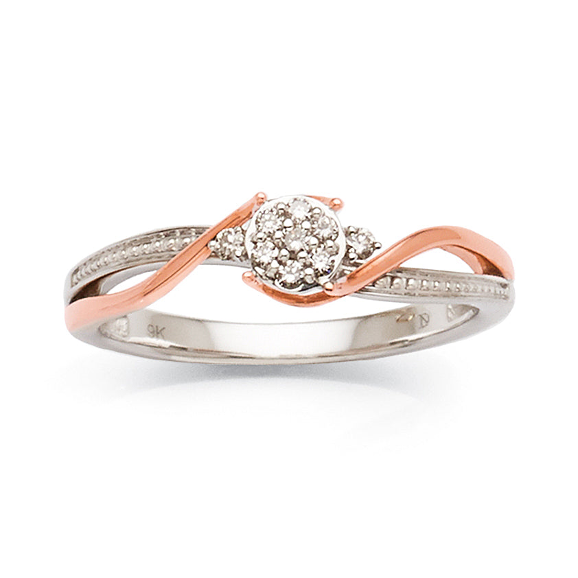 9ct 2-tone Diamond Dress Ring TDW 0.10CT