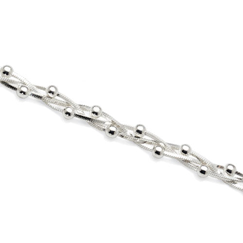 Sterling Silver Square Serpentine Plaited Ball Bracelet