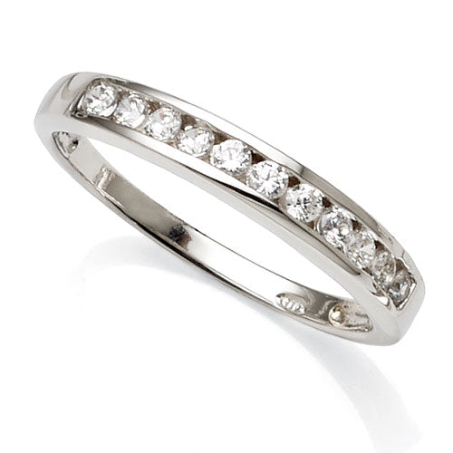 Sterling Silver Cubic Zirconia Channel Set Ring