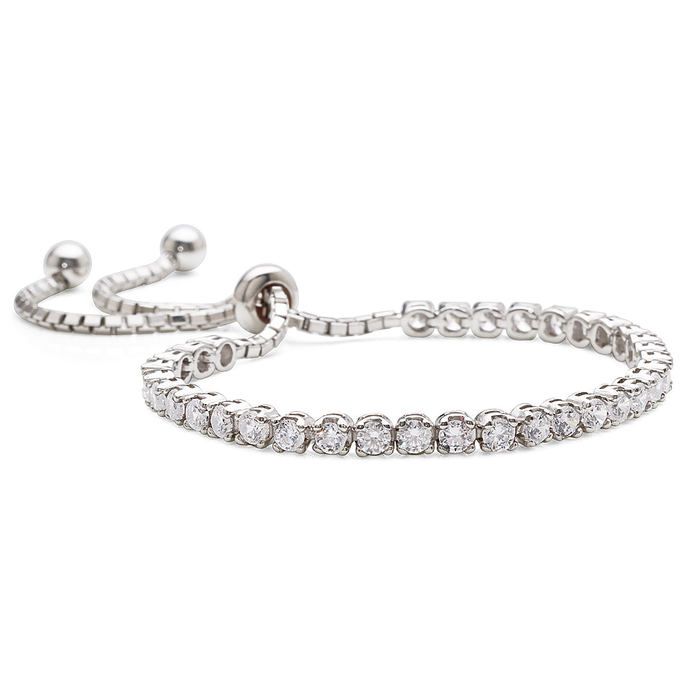 Sterling Silver Cubic Zirconia Adjustable Tennis Bracelet