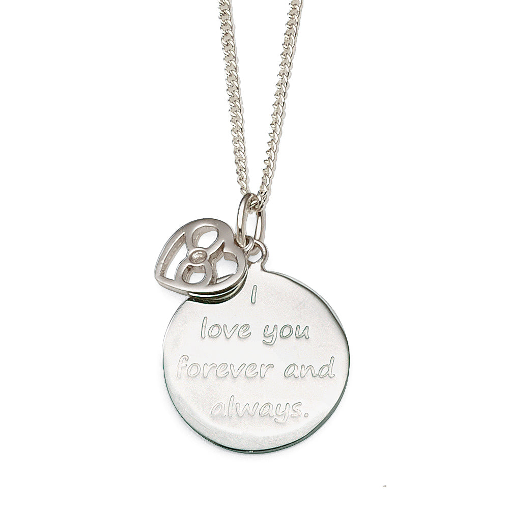 Sterling Silver 'I Love You' Round Disc & Infinity Symbol Pe