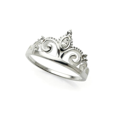 Sterling Silver Cubic Zirconia Crown Ring