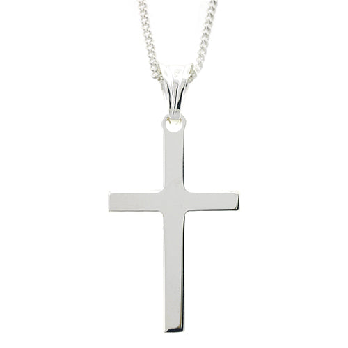 Sterling Silver 26mm Plain Cross Pendant