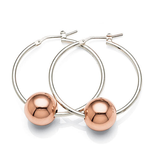 Sterling Silver Rose Tone 30mm Hoops