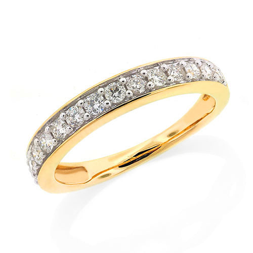 18ct Yellow Gold 15x Diamond Grain Set Band TDW 0.50CT