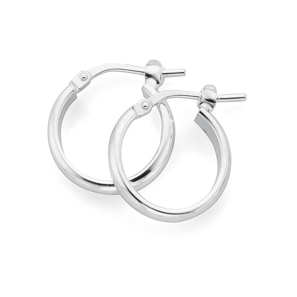 Sterling Silver 12mm Half Round Plain Tube Hoops