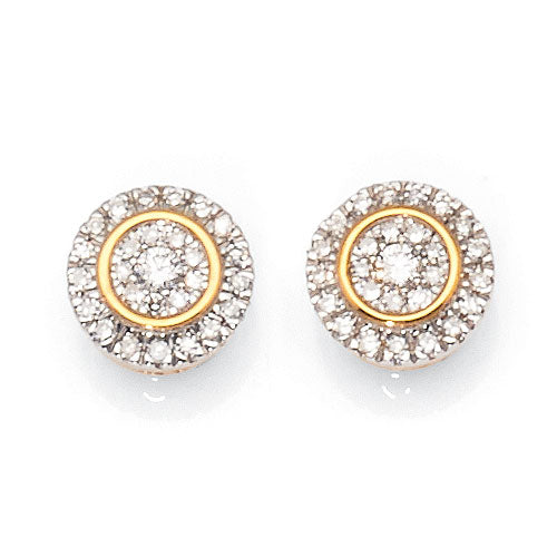 9ct Yellow Gold Halo Diamond Studs TW 0.15ct