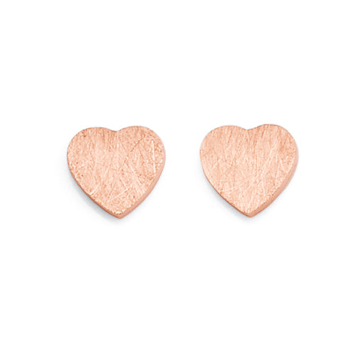 Sterling Silver Rose Tone Heart Studs