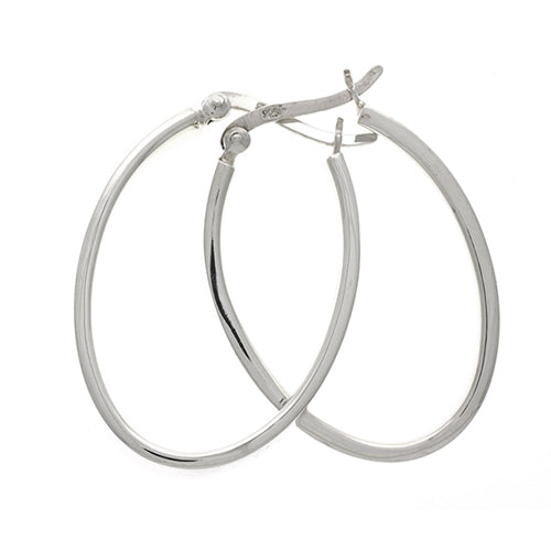 Sterling Silver 27mm Oval Hoop Earrings