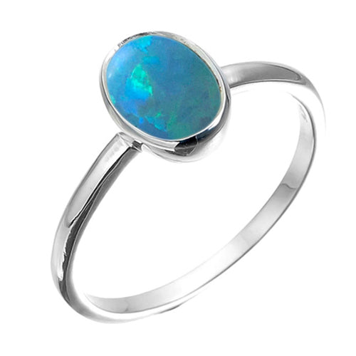 Von Treskow Blue Czelline Oval Opal Ring VTEOR10B