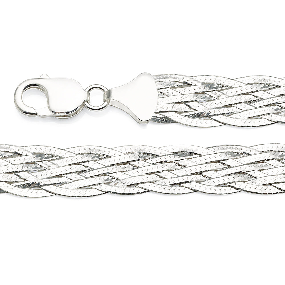 Sterling Silver Plaited Serpentine Bracelet