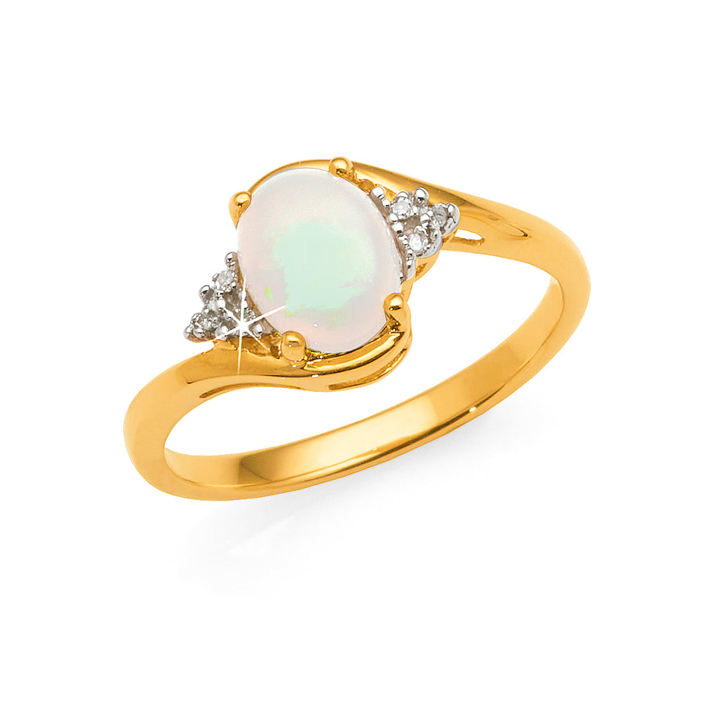 9ct Gold Opal & Diamond Dress Ring