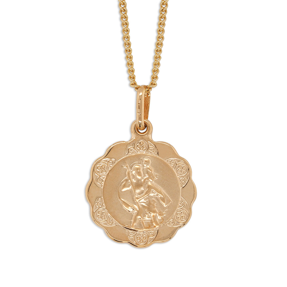 9ct Gold St Christopher 16mm Medal Pendant
