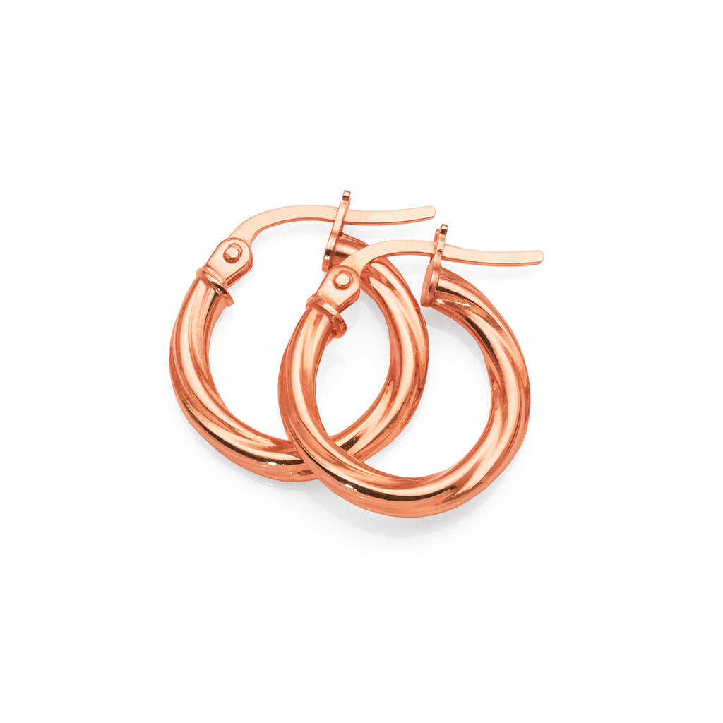 9ct Rose Gold 10mm Twist Hoop Earring