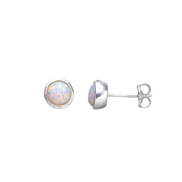 Von Treskow Sterling Silver Round Czelline Opal Stud Earring