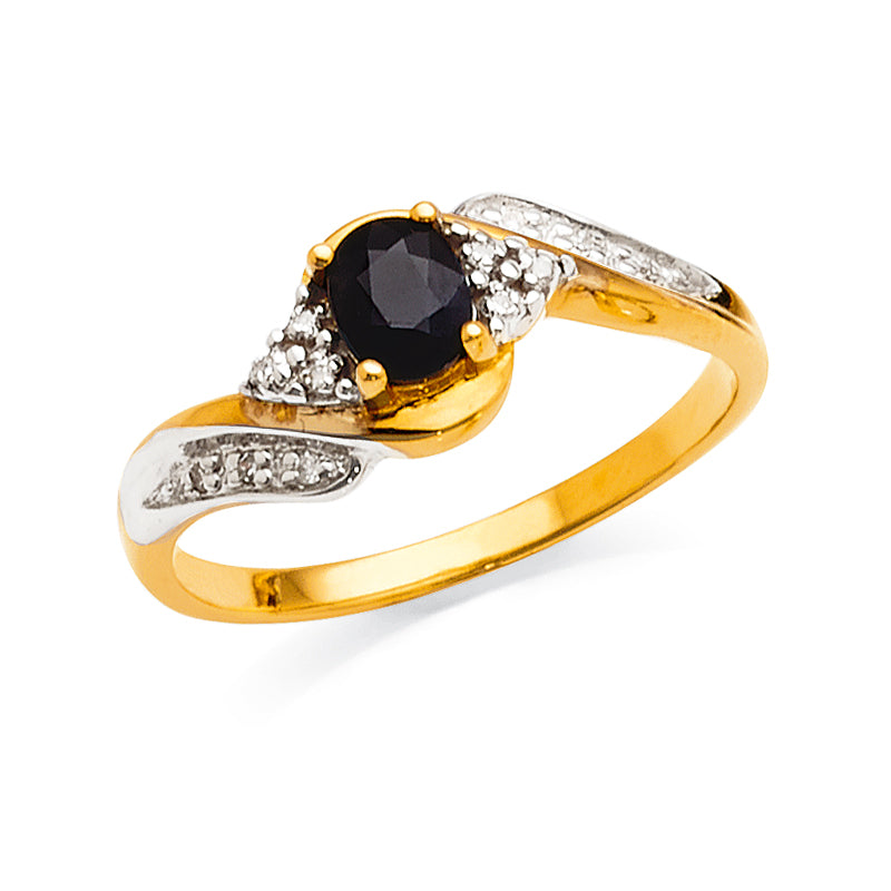 9ct Yellow Gold Sapphire & Diamond Ring