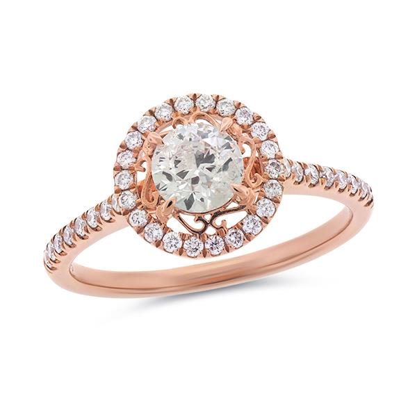 9ct Rose Gold Diamond Halo Filigree Engagement Ring TDW 1CT