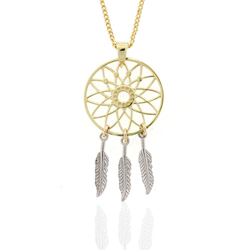 9ct 2-Tone Gold Dream Catcher Pendant