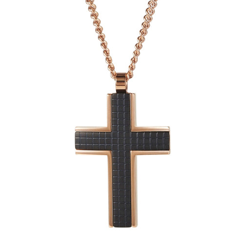 Rose Stainless Steel Cross 50cm Necklet