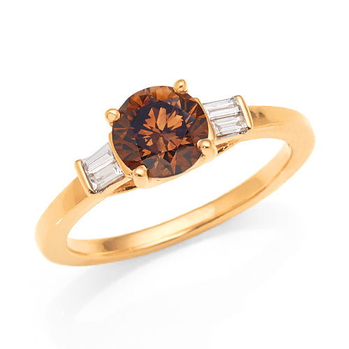 18ct Gold Cognac & White Diamond Engagement Ring