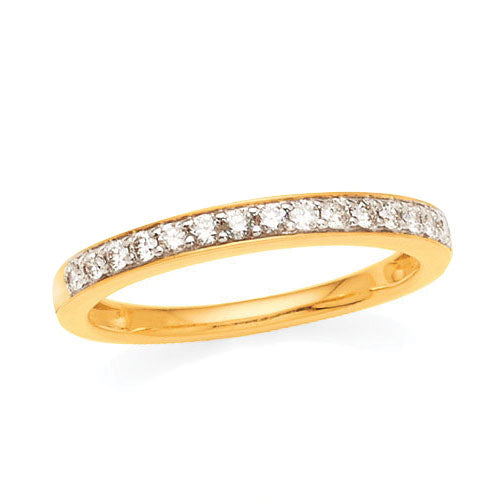 18ct Yellow Gold 17x Diamond Grain Set Band TDW 0.33CT