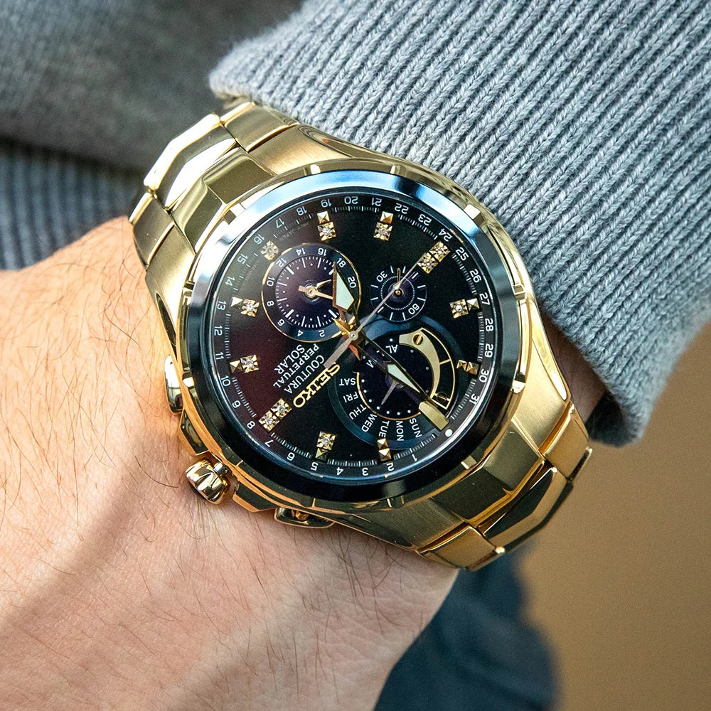 Seiko Coutura Perpetual Solar Chronograph Diamond Set Watch