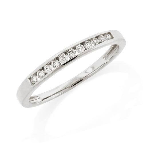 18ct White Gold 11x Diamond Channel Set Band TDW 0.15CT