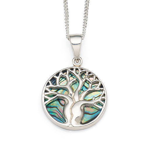 Sterling Silver Paua Shell Tree of Life Pendant