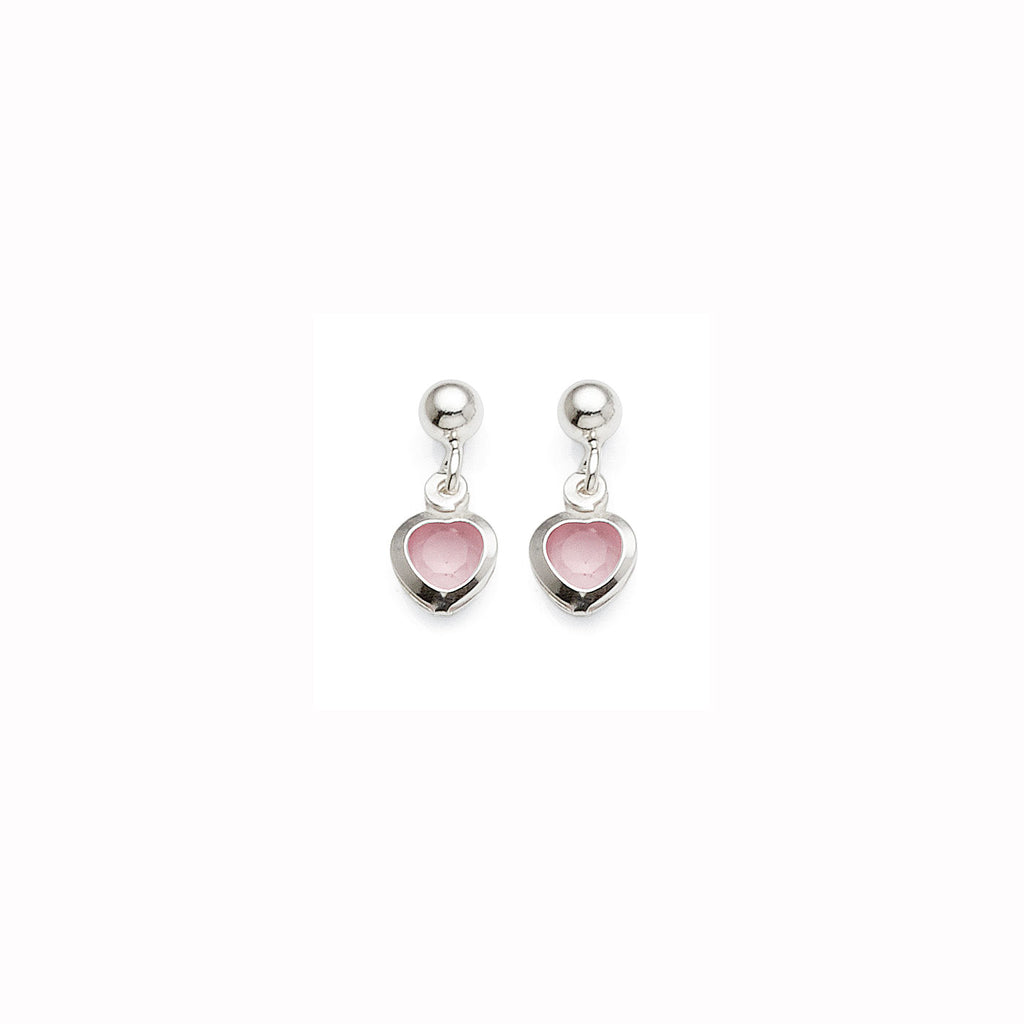 Sterling Silver Cubic Zirconia Heart Drop Studs