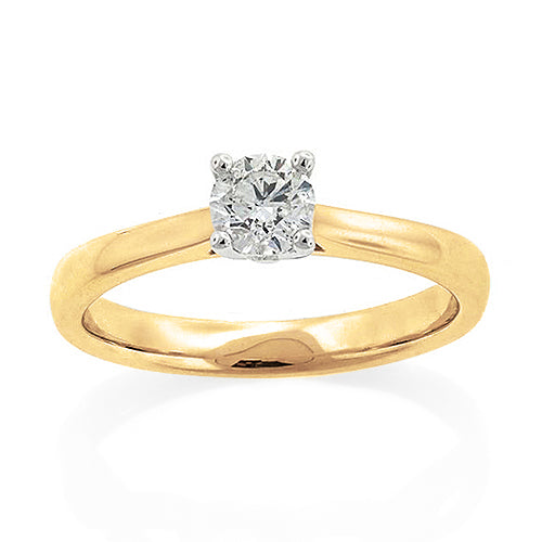 9ct Gold Diamond 0.35CT Solitaire 4-Claw Engagement Ring