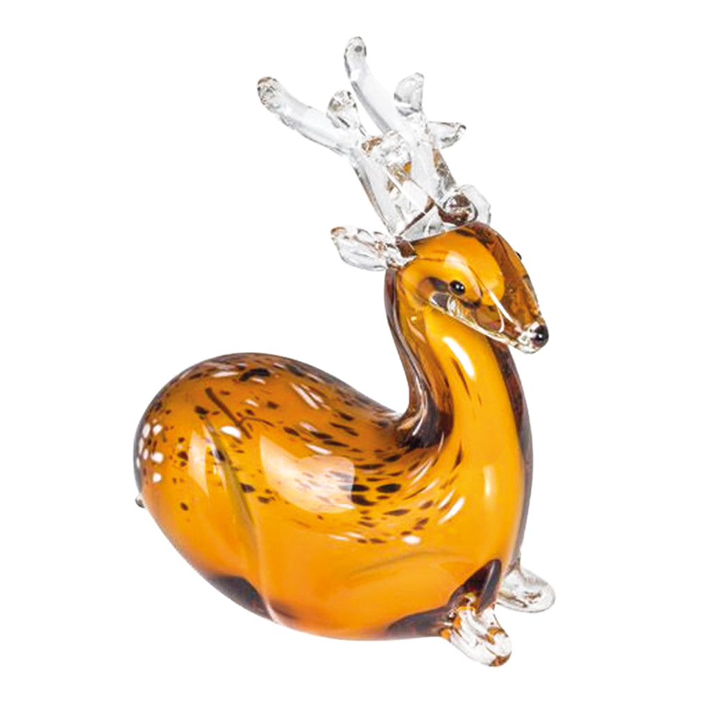 Coloured Glass Sitting Deer Figurine