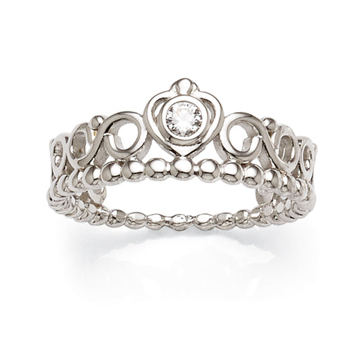 Sterling Silver Cubic Zirconia Crown Ring